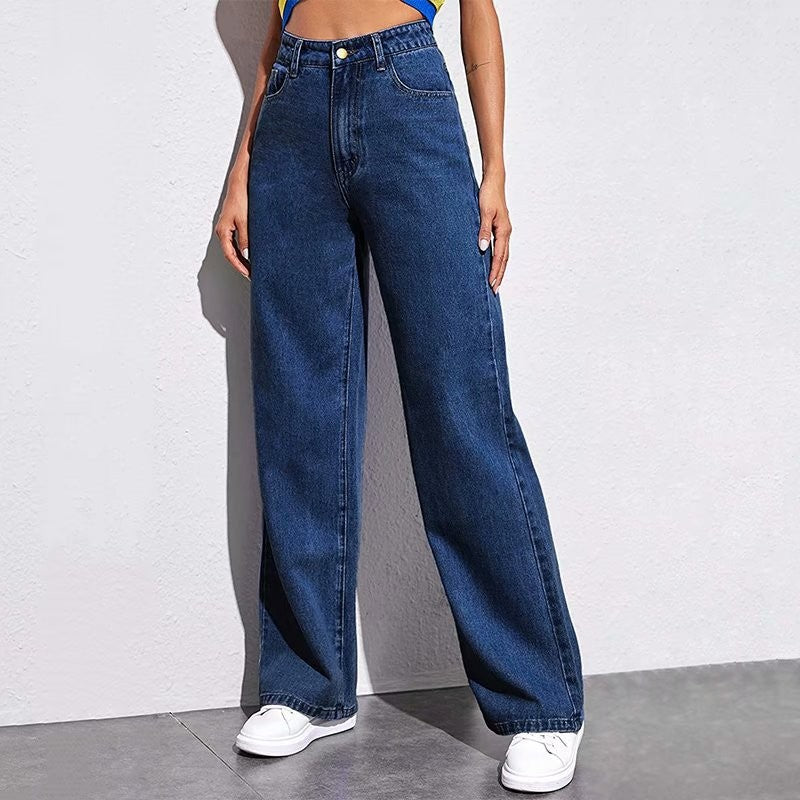 Vaskede Fashion Straight Jeans til damer med medium talje