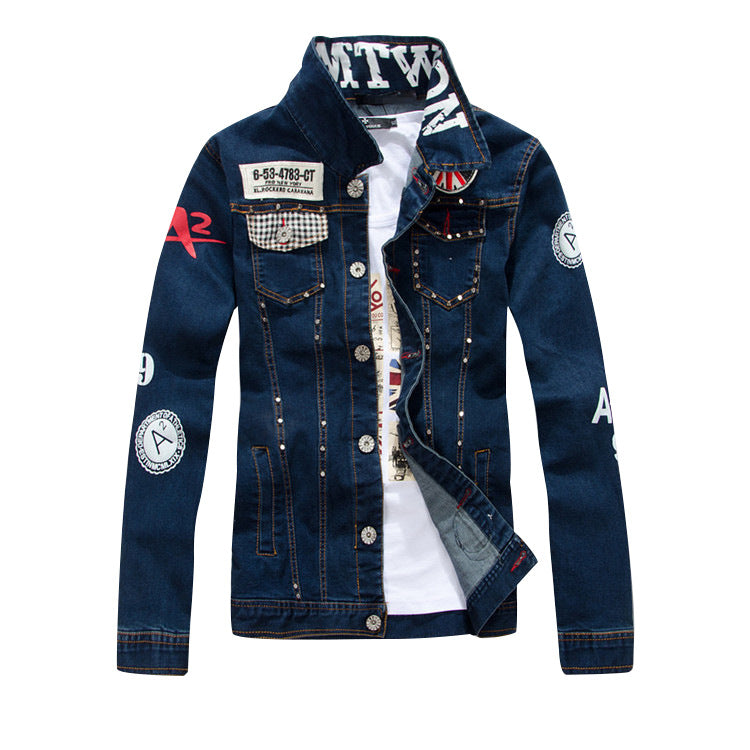 Herre-denimjakke i ny koreansk stil
