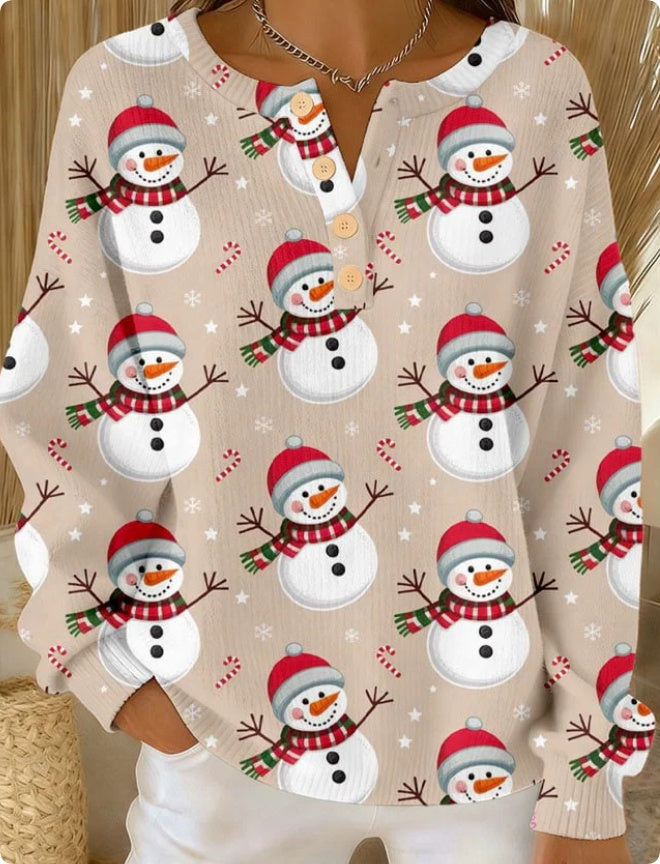 Woolen Button V-Neck Women's Sweater