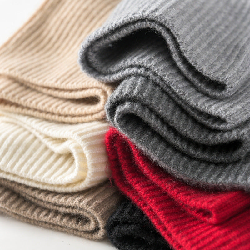 Pure Cashmere Knitted Wool Hat All-match Bag Cap Sleeve Cap All-match Casual Shopping Cashmere Hat
