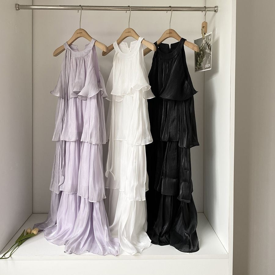 Sweet Halter-neck Cake Dress A Versatile Figure-flattering One-piece