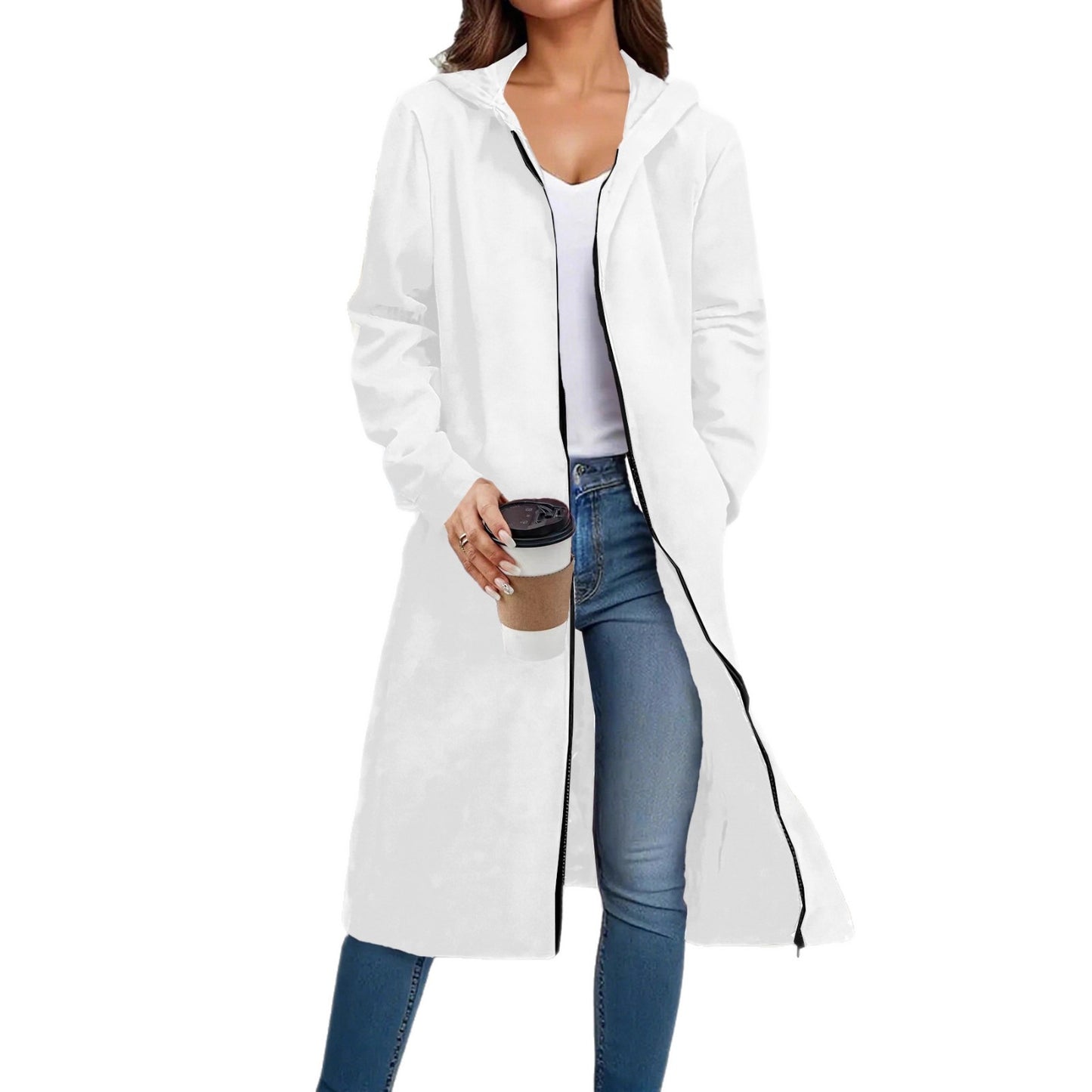 Fashionable Simple Comfortable All-match Slimming Hooded Coat