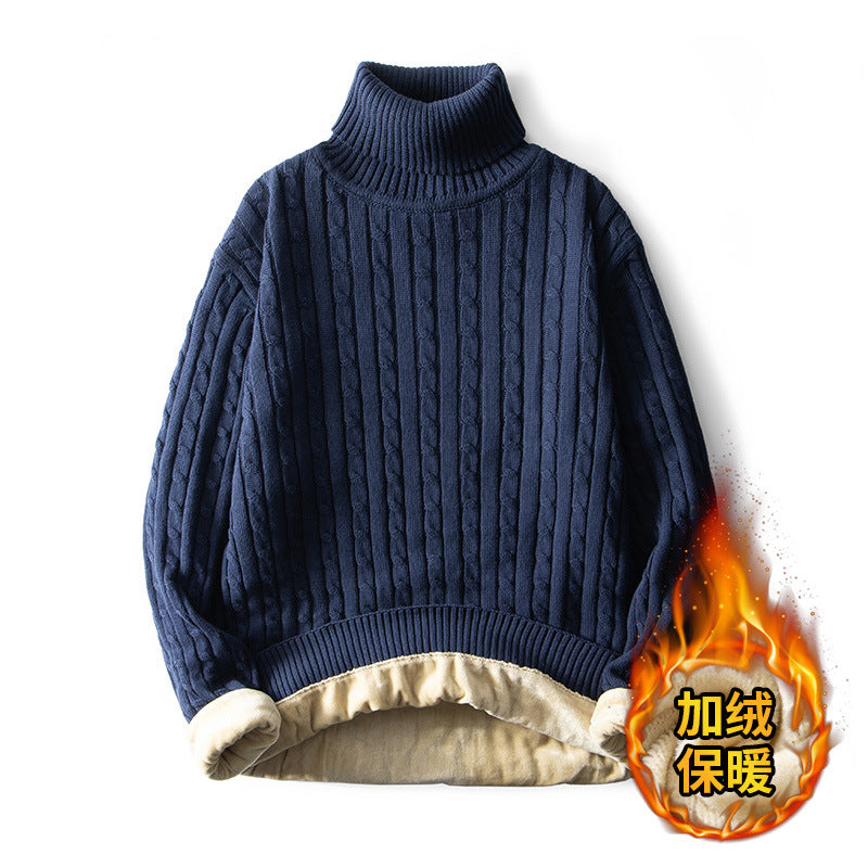 Men's Fleece-lined Thick Neck Sweater