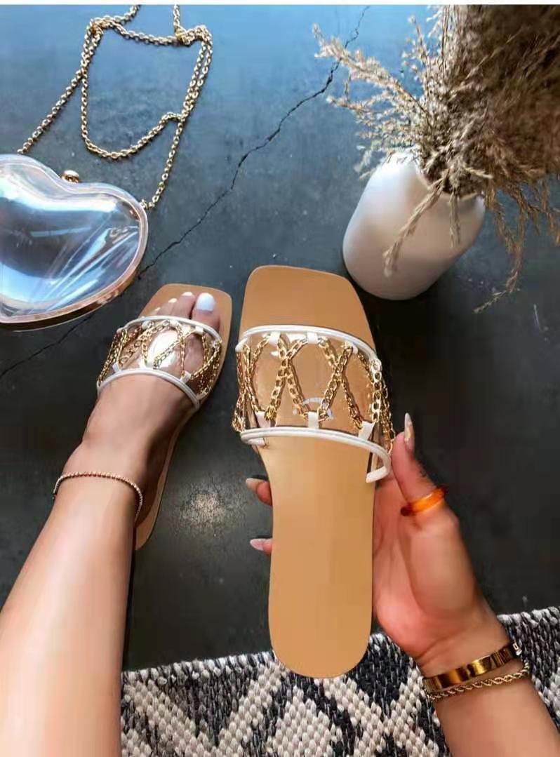 Fashion Casual One-word Chain Slippers