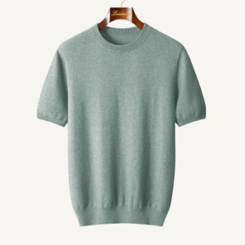 Men's Round Neck Knitted Sweater With Short Sleeves