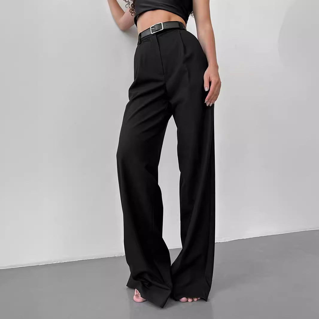 Temperament Commute Loose Straight Trousers