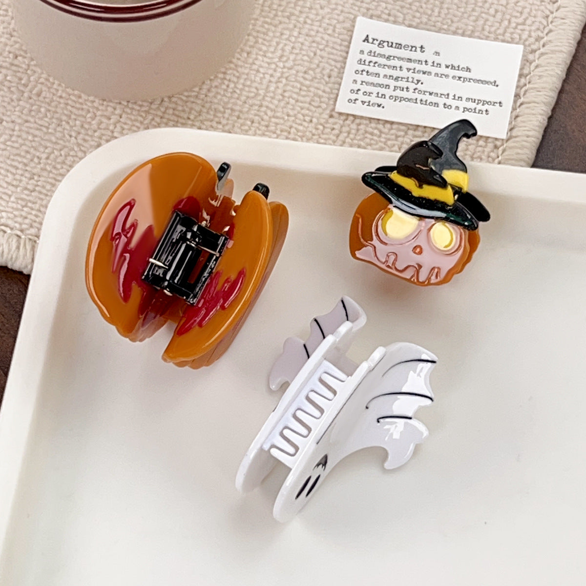 Funny Halloween Pumpkin Skull Acetate Hairpin