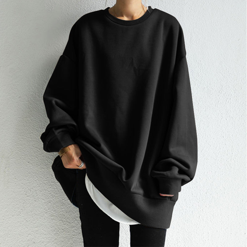 Dame Sweater Løs Rund Hals