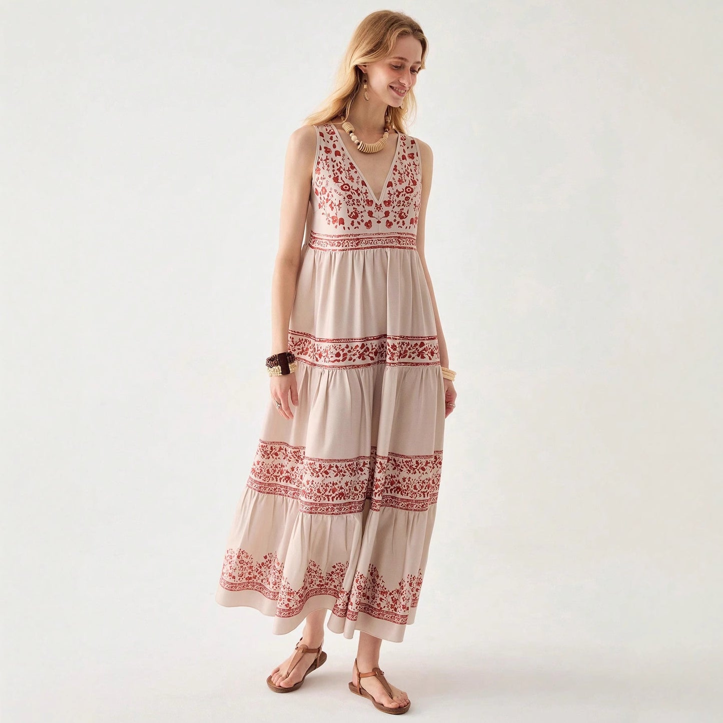 Womens Lace Dress With V Neck And Sleeveless Design
