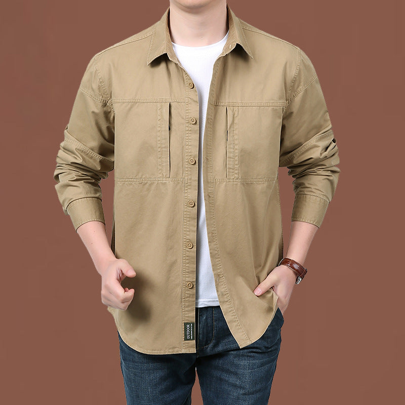 Men's Cotton Overalls Long Sleeve Shirt