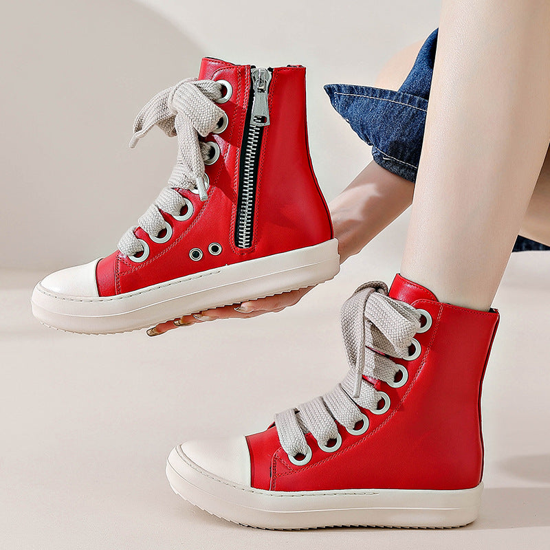 Street Small Leather Boots College Style