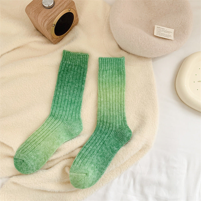 Gradient Color Women's Socks Mid-calf Warm-keeping Socks