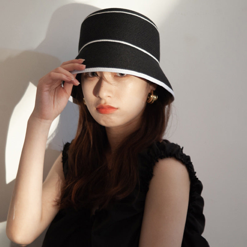 French Hepburn Style Summer Large Brim Straw Hat