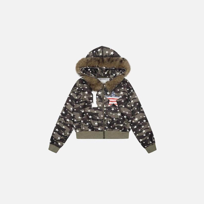 Women's Fashion Personalized Printed Zipper Hooded Sweater