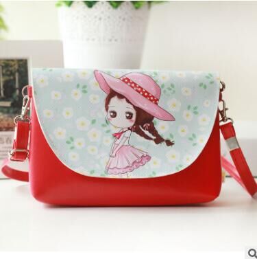 Cute Children Princess Square Flap Girl's PU Leather Girl's Small Bag One Shoulder Backpack