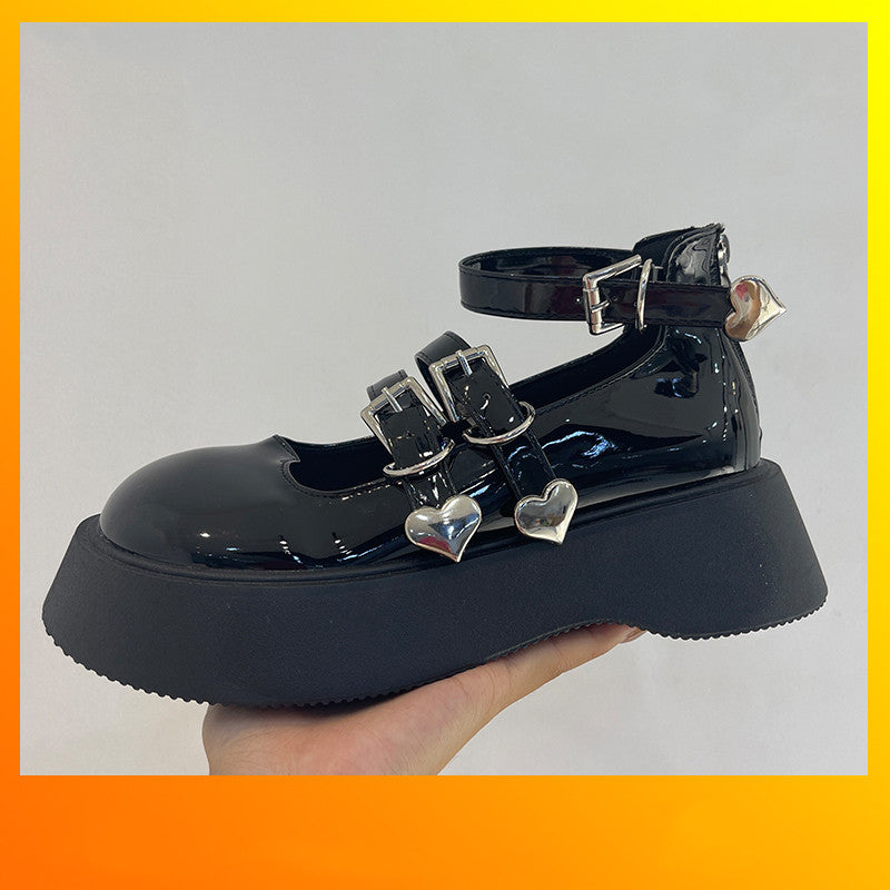 Increasing Thick-soled Japanese Retro Hot Girl Cute Harajuku British Style Small Leather Shoes Women
