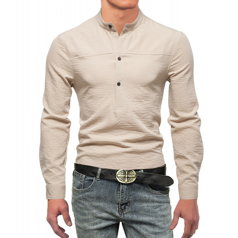 Business Men's European Size Draping Solid Color Shirt Micro