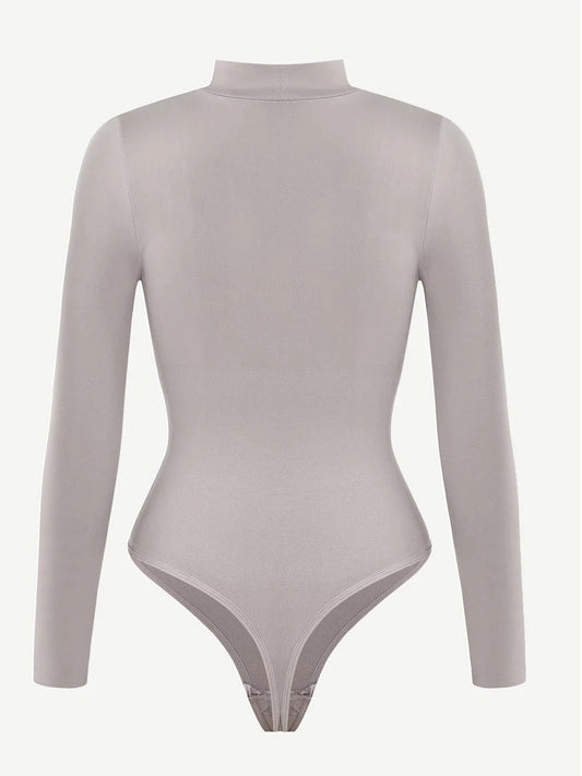 Seamless Eco-friendly Turtle Neck Long Sleeve Thong Bodysuit