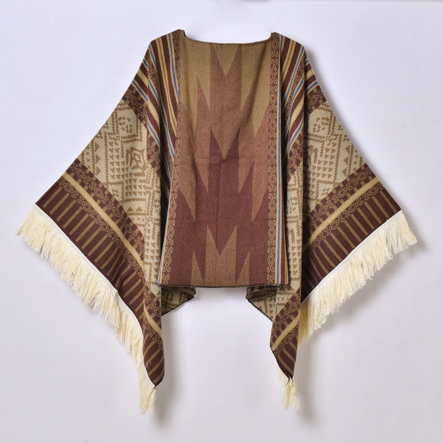 Western Denim Style Men's And Women's Shawl Tassel Pullover Keep Warm Outdoor Large Cloak