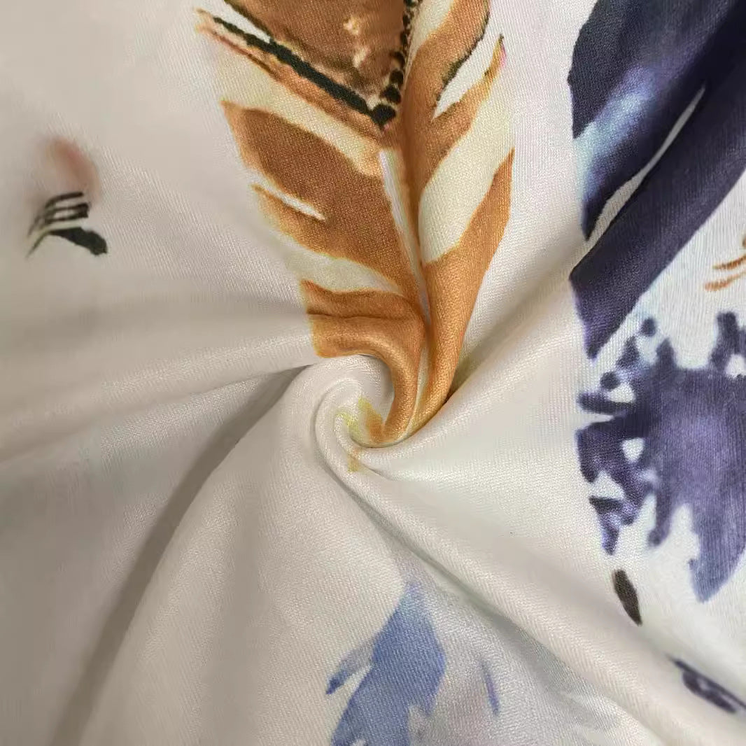 Summer New Feather Print Sleeveless Tank Dress
