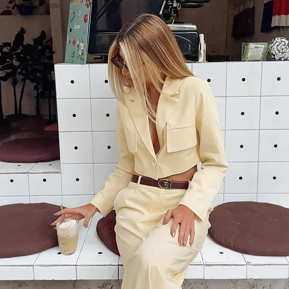 Design Sense Women's Suit Short Suit Collar Long Sleeve