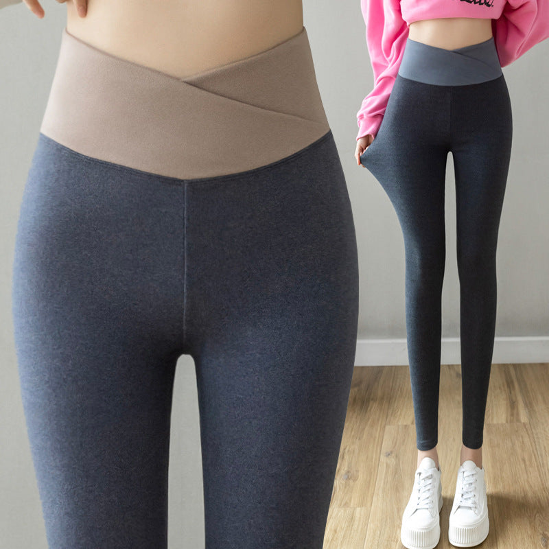 Cross Waist Leggings Women's High Waist Outerwear