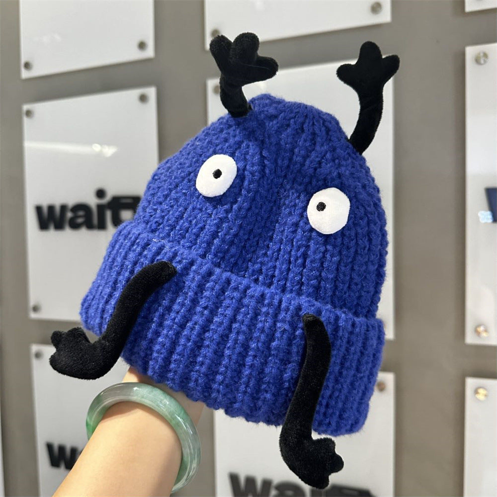 Children's Autumn And Winter Flanging Three-dimensional Warm Wool Hat