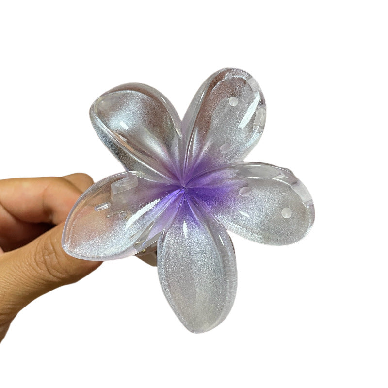 Plumeria Rubra Grip Flower Barrettes Female 4CM