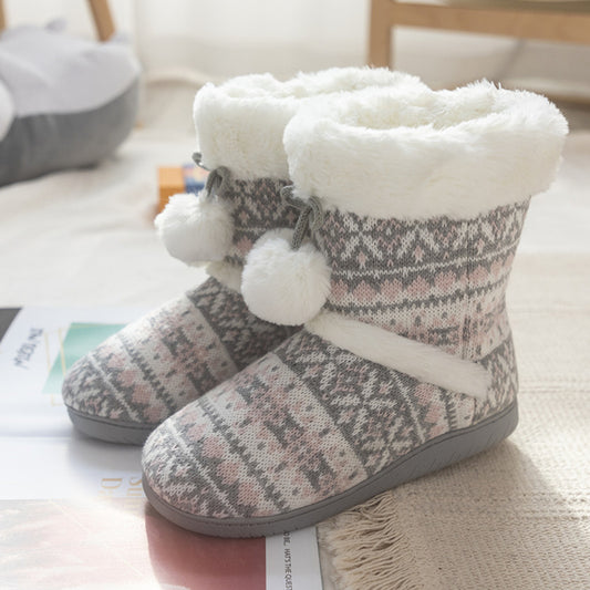Thickened Warm Soft Sole Non-slip Waterproof Wear-resistant Women's Woolly Shoes