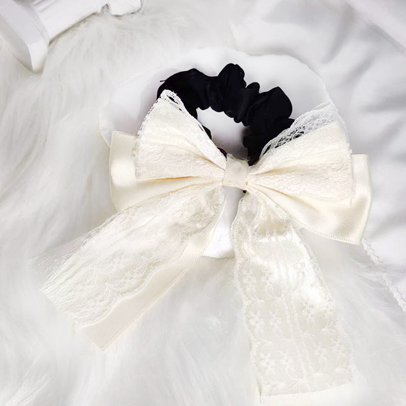Lace Double Layer Ribbon Bowknot Hair Accessories Hair Ring
