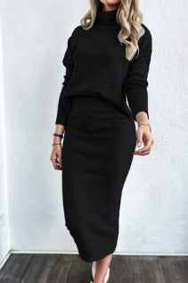 Womens Fashionable Casual V-Neck Patchwork Solid-Color Two-Piece Set Dress