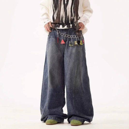 Men's High Street Loose Washed Machete Jeans