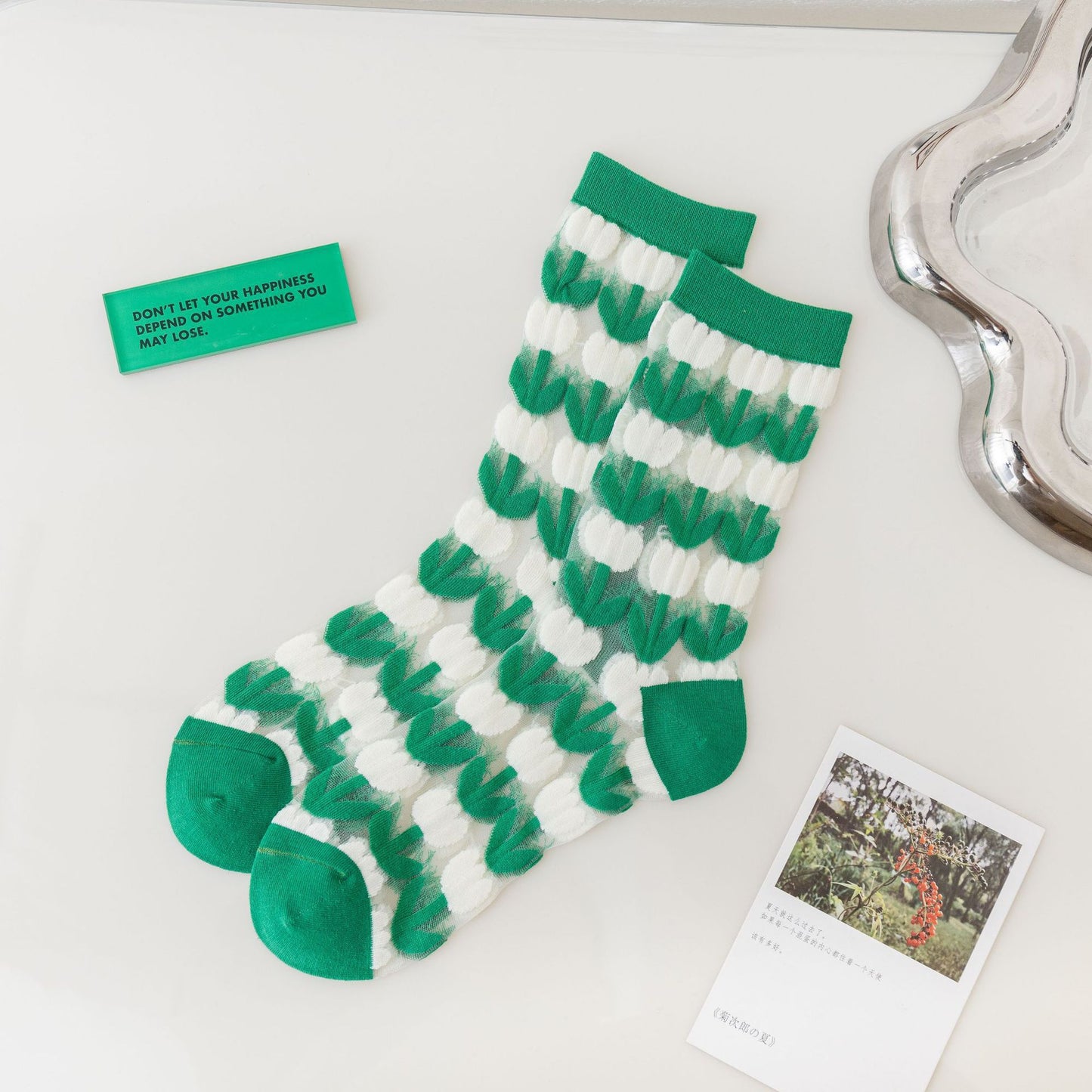 Women's Mid Tube Socks Trendy Green Breathable