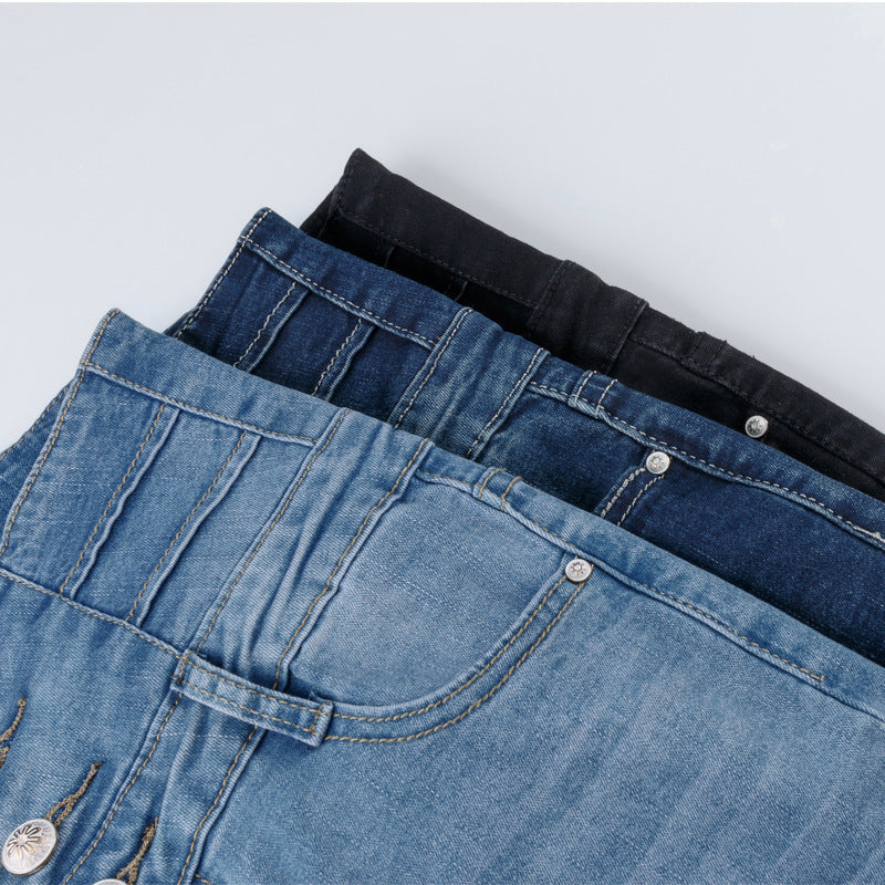New High Waist Slim Fit Thin Stretch Women's Jeans