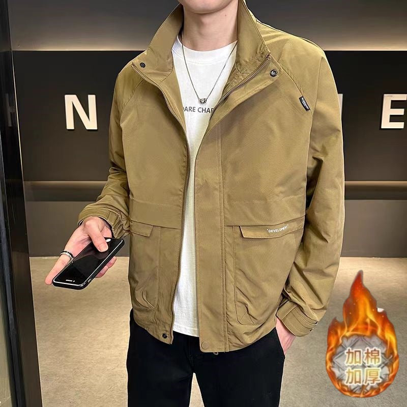 Mens Versatile Casual Jacket A Stylish And Handsome Stand-collar Jacket