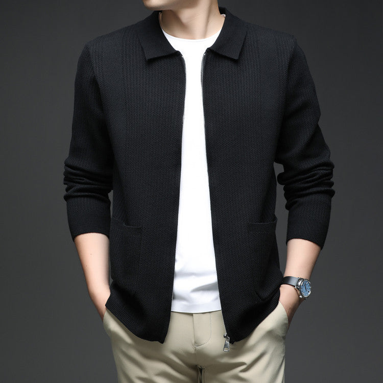 Knitted Shirt Coat Men's Zipper Cardigan