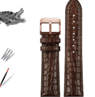 Cowhide Bamboo Watch Strap With Stainless Steel Pin Buckle