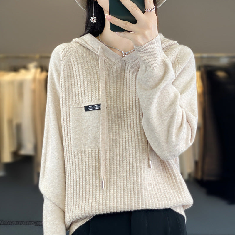 Korean Style Knitted Hooded Sweater Pullover