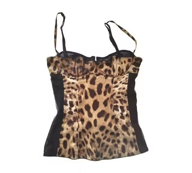 Bow Lace Trim Printed Sleeveless Tank Top