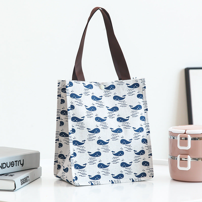 Korean Version Printed Canvas Cotton Bag Convenient Folding Handbag