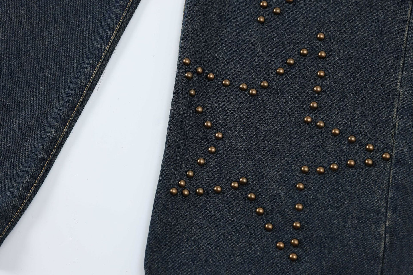 Hot Girl Washed And Worn Straight-leg Denim Trousers