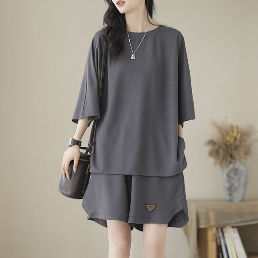 Loose-fitting Casual Top And Shorts Two-piece Set