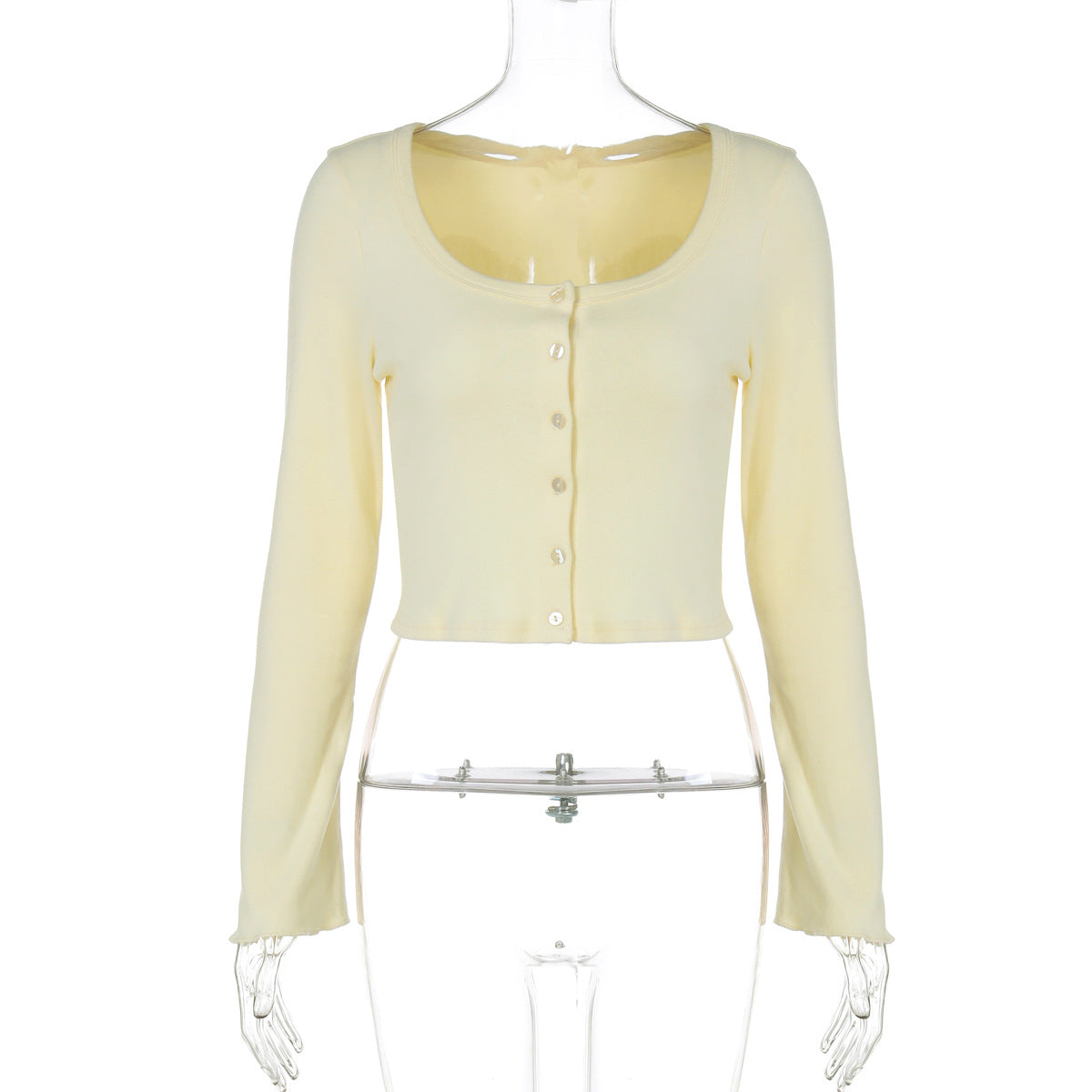 Fashion Casual Temperament Wild Short Cardigan Button Long Sleeve Top