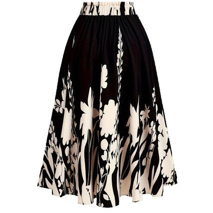 Elegant Chinese Style 3D Digital Printing Plant Flower Elegant Women's Skirt