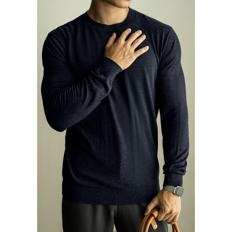 Wool Mulberry Silk 16-pin Import Machine Men's Knitted Long Sleeve