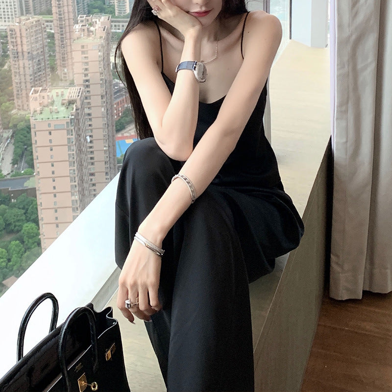 White Acetate Satin Ice Silk Chiffon Wide Leg Pants