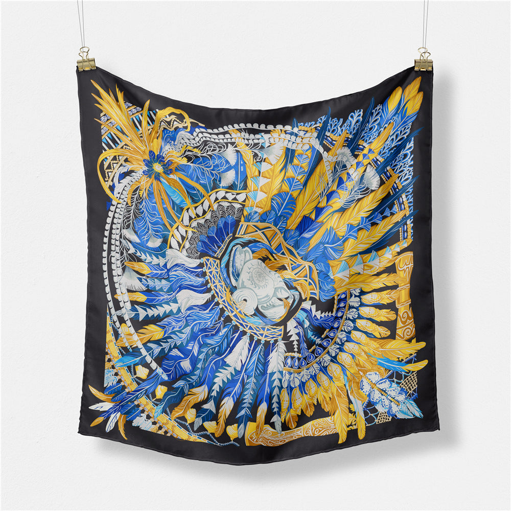 Geometric Color Feather Ladies Twill Decorative Small Square Scarf