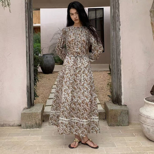 Women's Fashionable Elegant Loose-Fitting Floral Print Dress