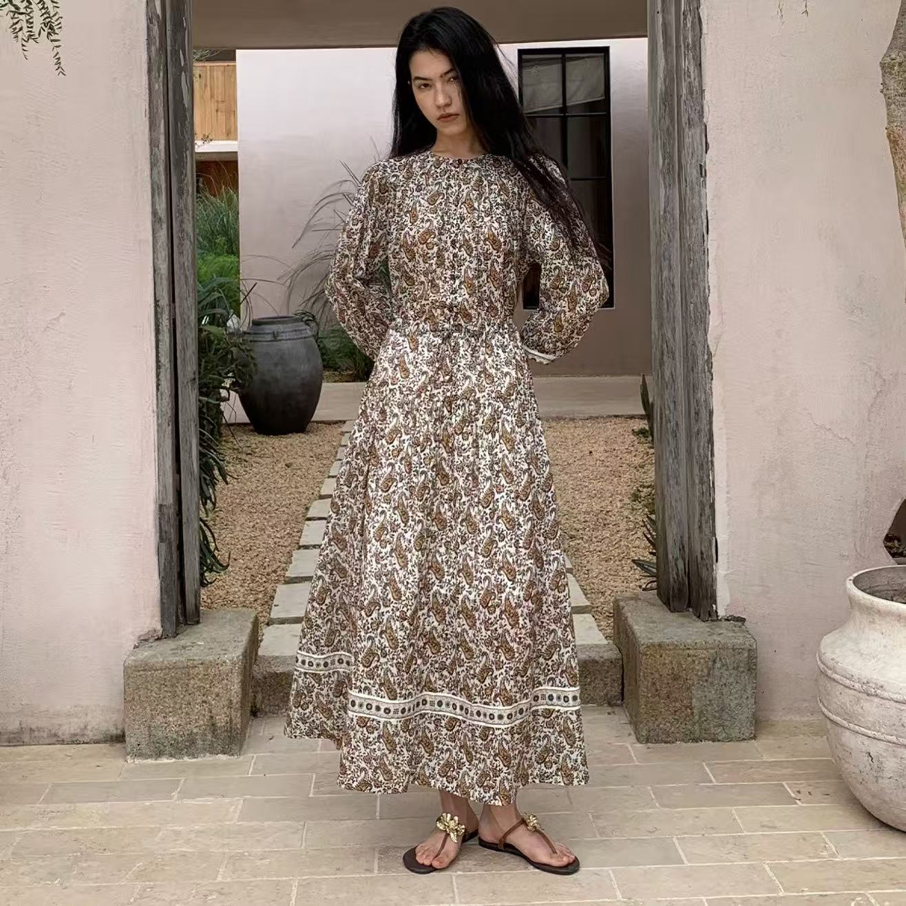 Women's Fashionable Elegant Loose-Fitting Floral Print Dress