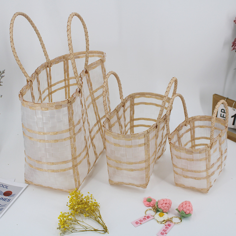 Portable woven basket-dark blue-23 * 11 *18cm-1 piece